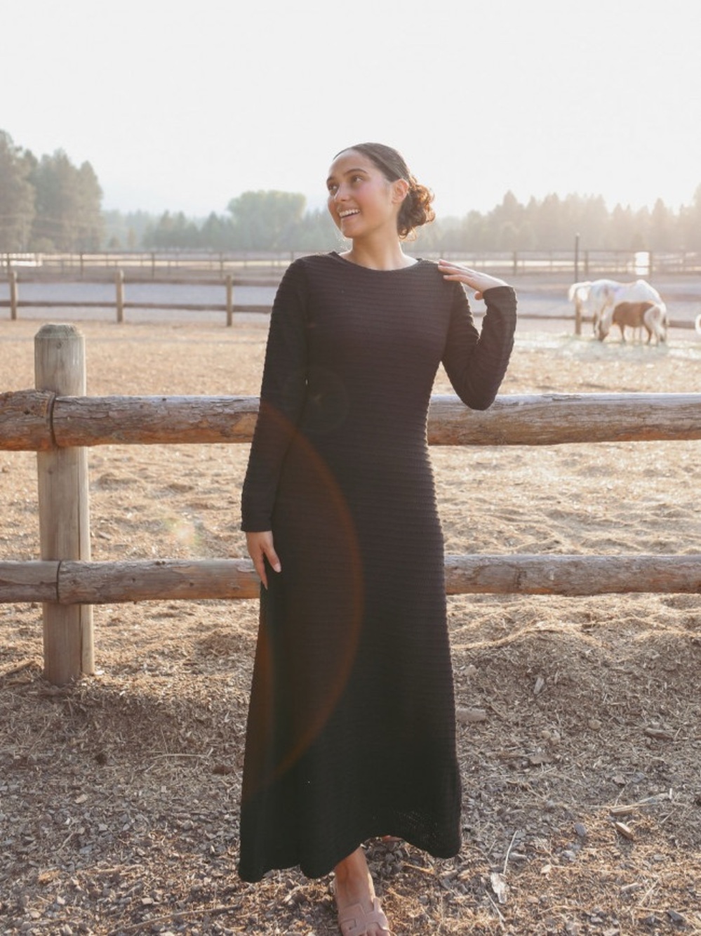 Dainty Jewells Classic Black Long Sleeve Maxi Women's Dress
